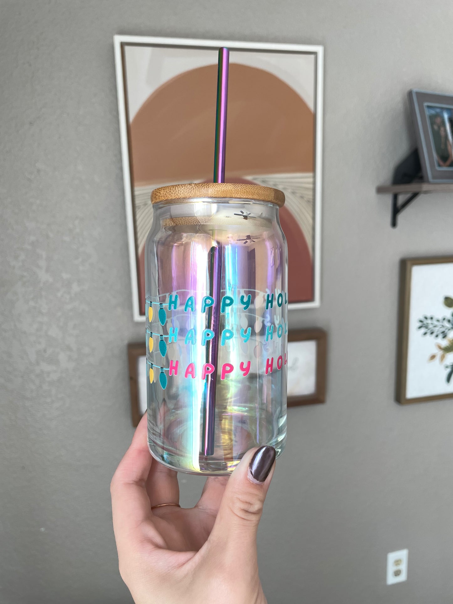 Happy Holidays Glass Cup