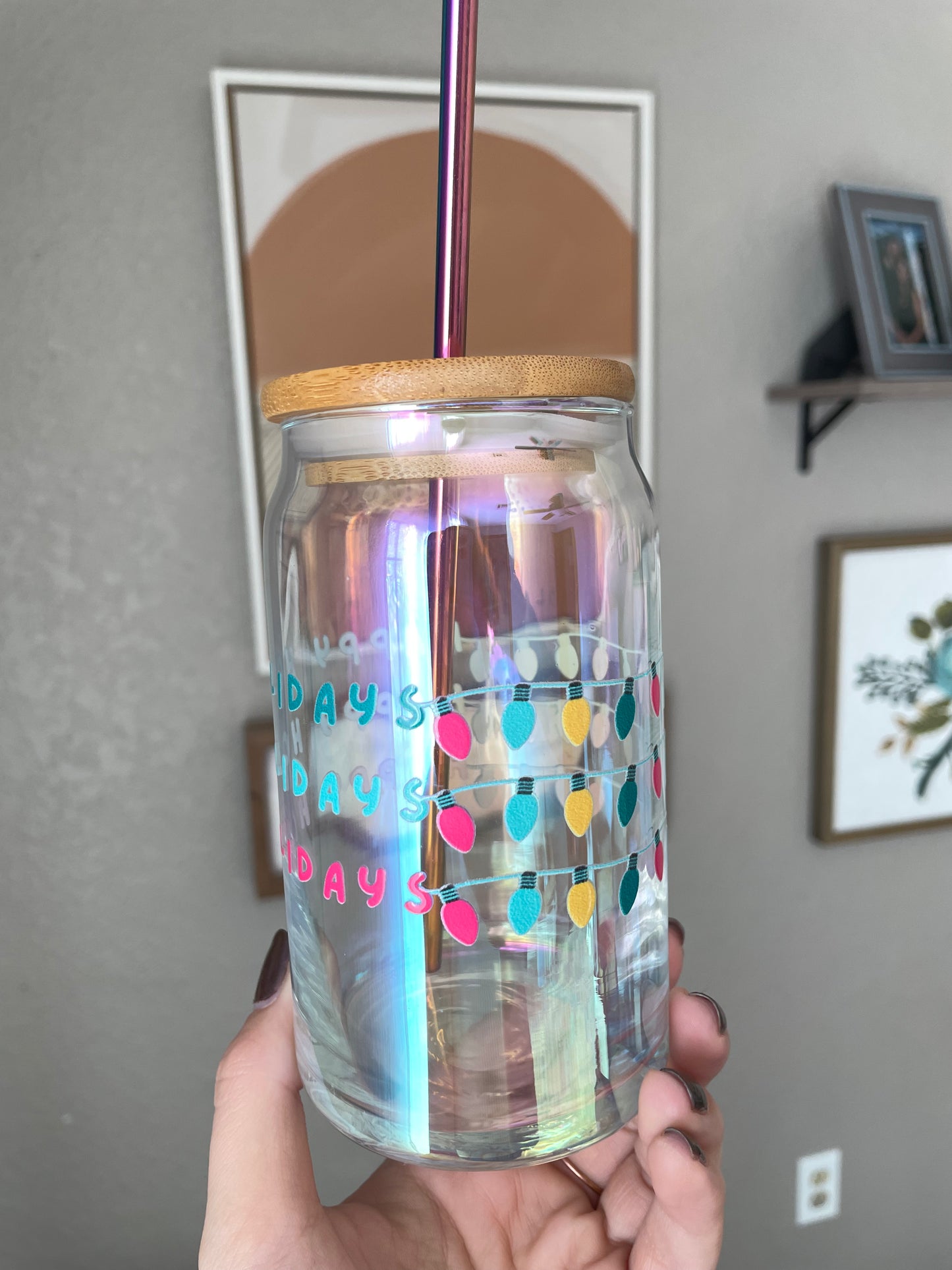Happy Holidays Glass Cup
